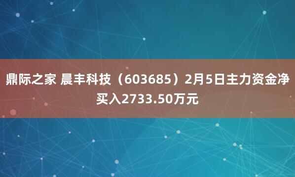鼎际之家 晨丰科技（603685）2月5日主力资金净买入2733.50万元