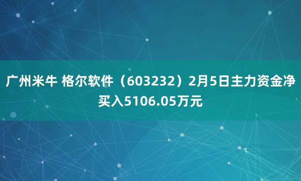 广州米牛 格尔软件（603232）2月5日主力资金净买入5106.05万元
